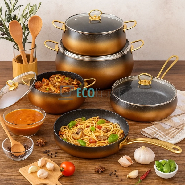 Набір каструль Edenberg 10 предметів з мармуровим антипр ...