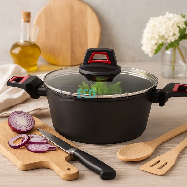 ​Каструля (казан)  з термоіндикатором та скляною кришкою ...