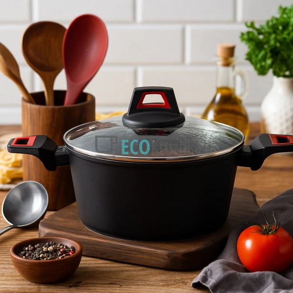 ​Каструля (казан)  з термоіндикатором та скляною кришкою ...