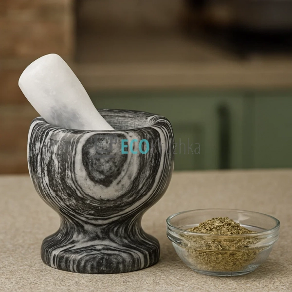 Ступка камяна з товкачем 13х13 см Чорна Frico FRU-060 Ступка камяна з товкачем 13х13 см Чорна Frico FRU-060