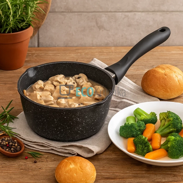 Ківш 1.9л, з кришкою, литий алюміній Чорний Edenberg EB- ...