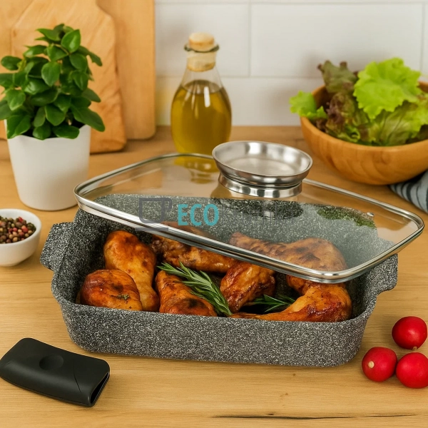 Жаровня алюмінієва з мармуровим покриттям 3.2 л з кришко ... Жаровня алюмінієва з мармуровим покриттям 3.2 л з кришко ...