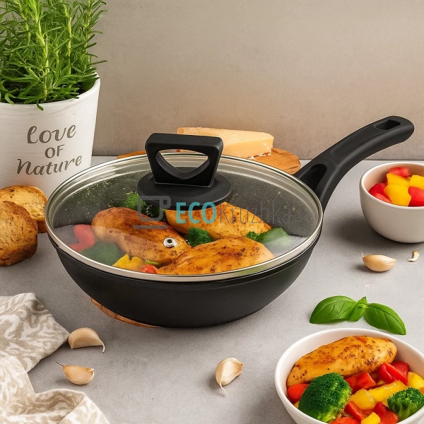 Сковорода 26 см (2.2 л) з кришкою та мармуровим покриття ... Сковорода 26 см (2.2 л) з кришкою та мармуровим покриття ...