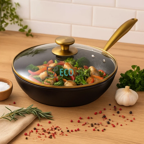 Глибока сковорода з кришкою та алмазним покриттям 28 см. ...