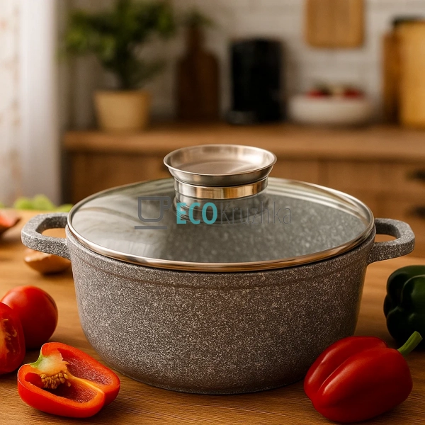 Каструля-казан Edenberg з гранітним покриттям та скляною ...