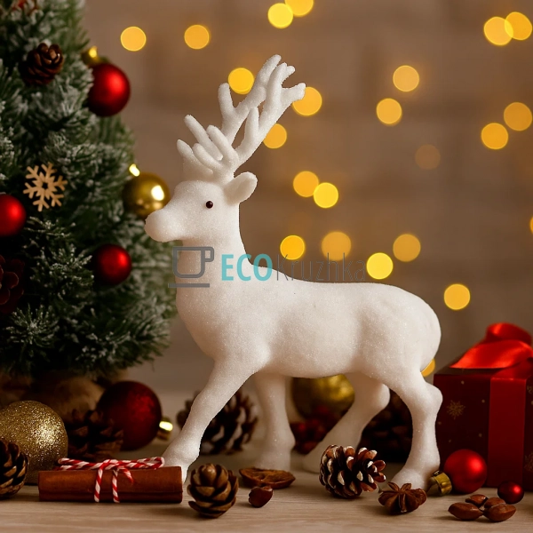 Новорічна фігура білого оленя 21 см з гліттером — блиску ... Новорічна фігура білого оленя 21 см з гліттером — блиску ...