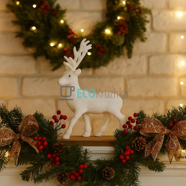 Новорічна фігура білого оленя 21 см з гліттером — блиску ... Новорічна фігура білого оленя 21 см з гліттером — блиску ...