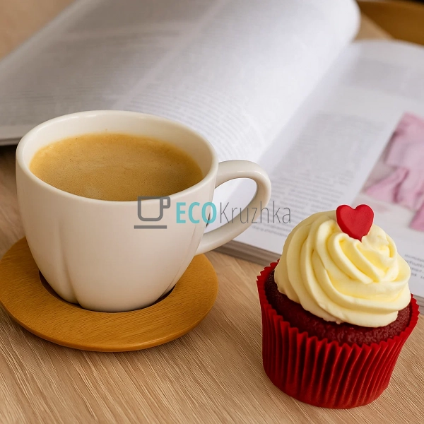 Набір порцелянових чашок з бамбуковими блюдцями 180 мл,  ... Набір порцелянових чашок з бамбуковими блюдцями 180 мл,  ...