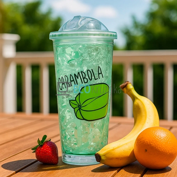 Стакан з трубочкою акриловий з подвійною стінкою та гідр ...