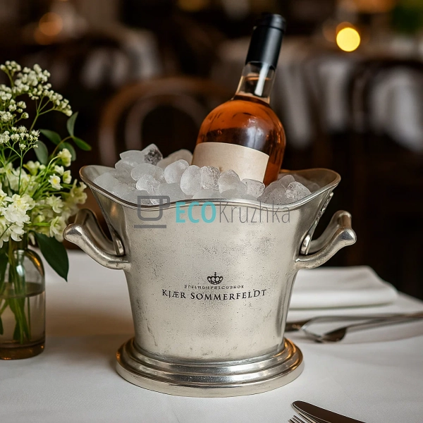 Відерце для льоду з ручками 25 см сріблясте — відро для  ...