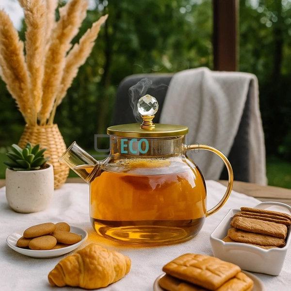 Чайник 1000 мл для заварювання "Скляна перлина" з метале ...