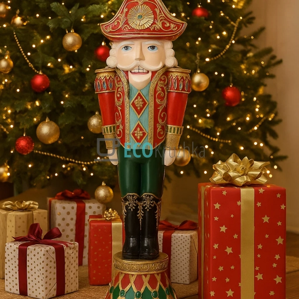Новорічна підлогова фігура Лускунчик 184 см полістоун (8 ... Новорічна підлогова фігура Лускунчик 184 см полістоун (8 ...