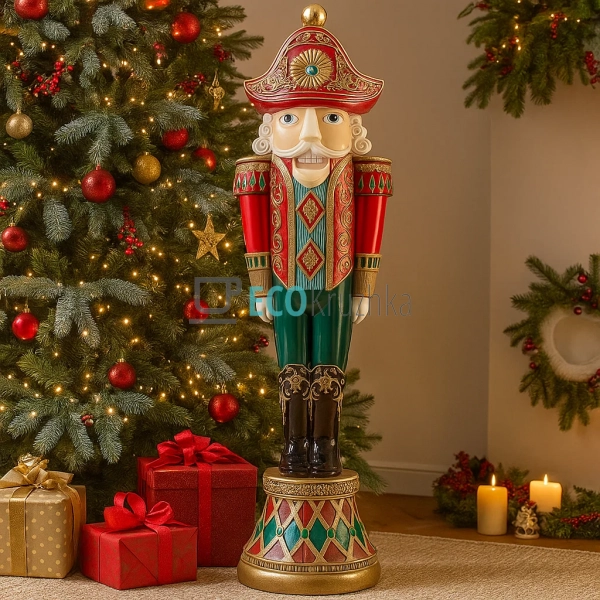 Новорічна підлогова фігура Лускунчик 184 см полістоун (8 ... Новорічна підлогова фігура Лускунчик 184 см полістоун (8 ...