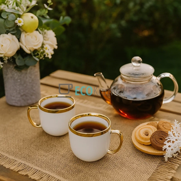 Набір (6 шт) порцелянових чашок 320мл "Золота лінія" на  ... Набір (6 шт) порцелянових чашок 320мл "Золота лінія" на  ...