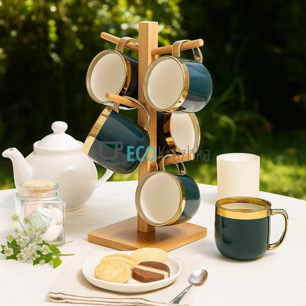 Набір (6 шт) порцелянових чашок 320мл "Золота лінія" на  ... Набір (6 шт) порцелянових чашок 320мл "Золота лінія" на  ...