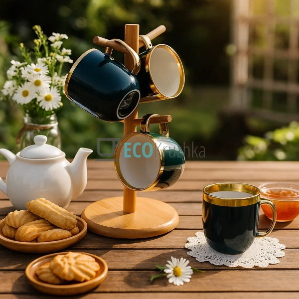 Набір (4 шт) порцелянових чашок 320мл "Золота лінія" на  ... Набір (4 шт) порцелянових чашок 320мл "Золота лінія" на  ...