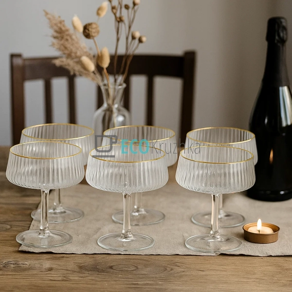 Набір келихів для шампанського із золотим обідком 235 мл ... Набір келихів для шампанського із золотим обідком 235 мл ...