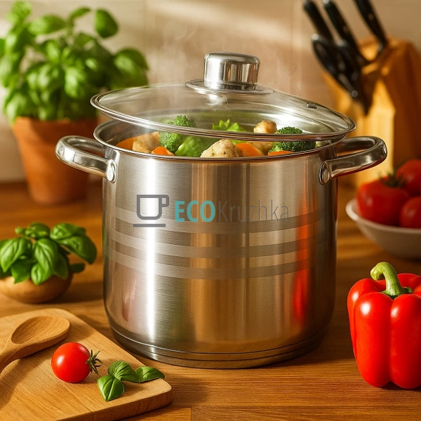 Каструля нержавіюча 10л професійна з кришкою Edenberg EB ... Каструля нержавіюча 10л професійна з кришкою Edenberg EB ...
