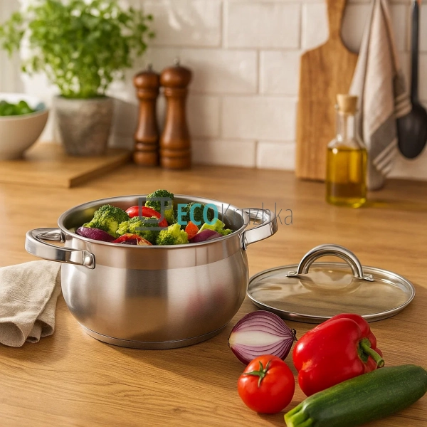 Каструля нержавіюча 5.1 л професійна з кришкою Edenberg  ... Каструля нержавіюча 5.1 л професійна з кришкою Edenberg  ...