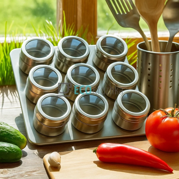 Набір для спецій Edenberg 9в1 з магнітним підставою з не ... Набір для спецій Edenberg 9в1 з магнітним підставою з не ...