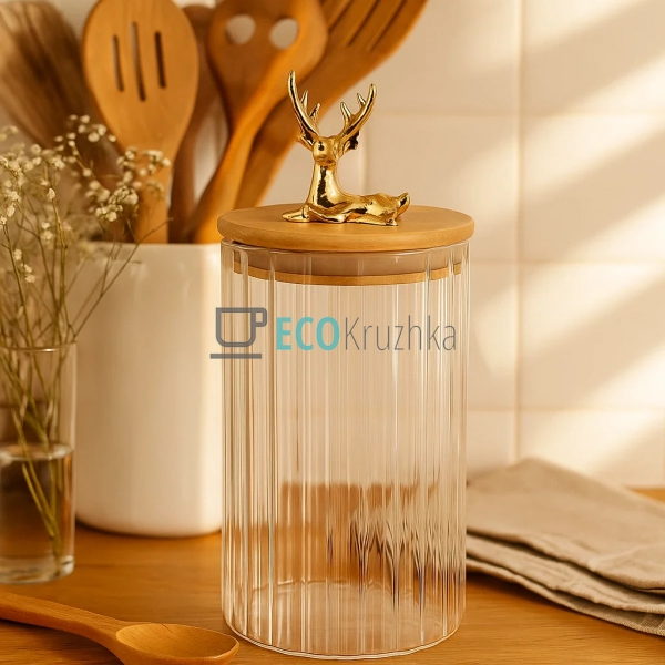 Банка для зберігання 750 мл із бамбуковою кришкою та зол ... Банка для зберігання 750 мл із бамбуковою кришкою та зол ...