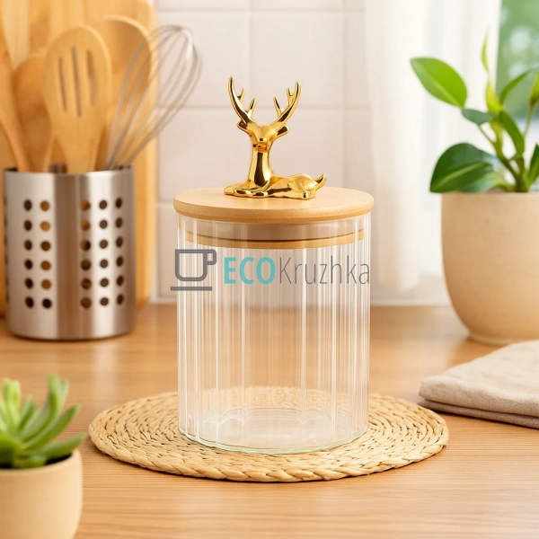 Банка для зберігання 550 мл із бамбуковою кришкою та зол ... Банка для зберігання 550 мл із бамбуковою кришкою та зол ...