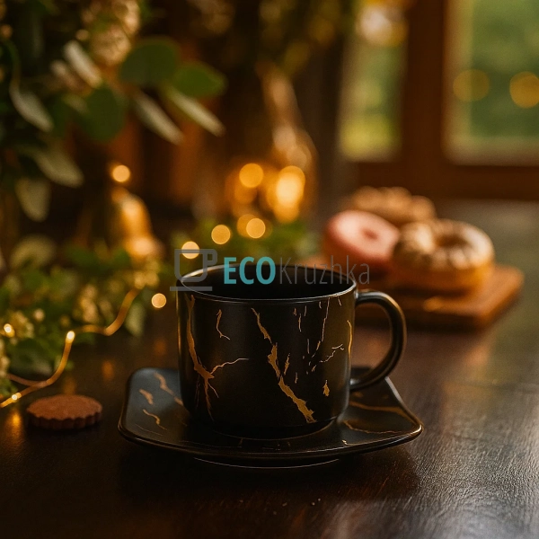 Кавовий набір "Мармурова розкіш" — чашка з порцеляновим  ... Кавовий набір "Мармурова розкіш" — чашка з порцеляновим  ...