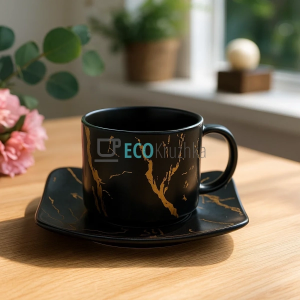 Кавовий набір "Мармурова розкіш" — чашка з порцеляновим  ... Кавовий набір "Мармурова розкіш" — чашка з порцеляновим  ...