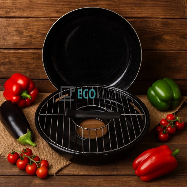 Сковорідка гриль 33см з емальованим антипригарним покрит ...