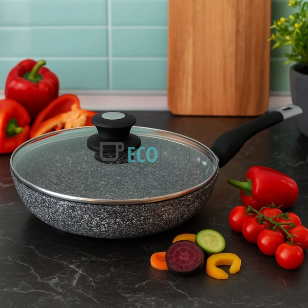 Сковорідка з кришкою та Мраморним покриттям 26 см EB-916 ...