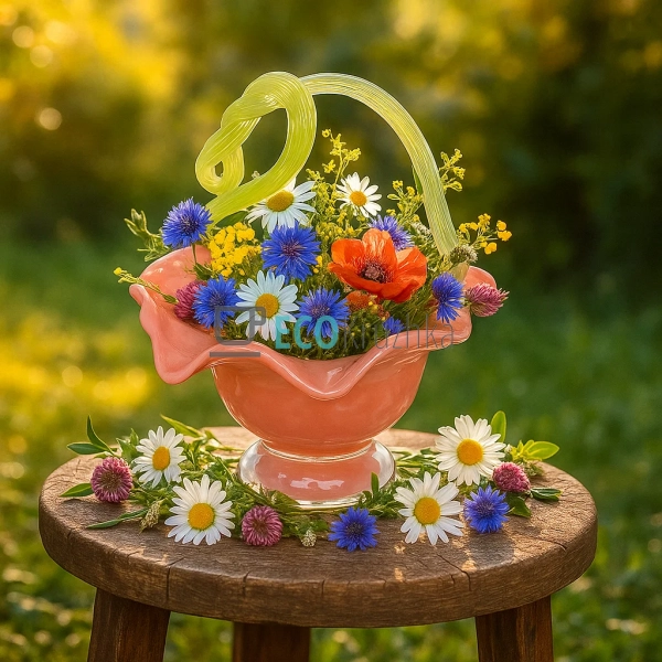 Скляна ваза-кошик Coraline 28×24×29 см —  ручної роботи  ...