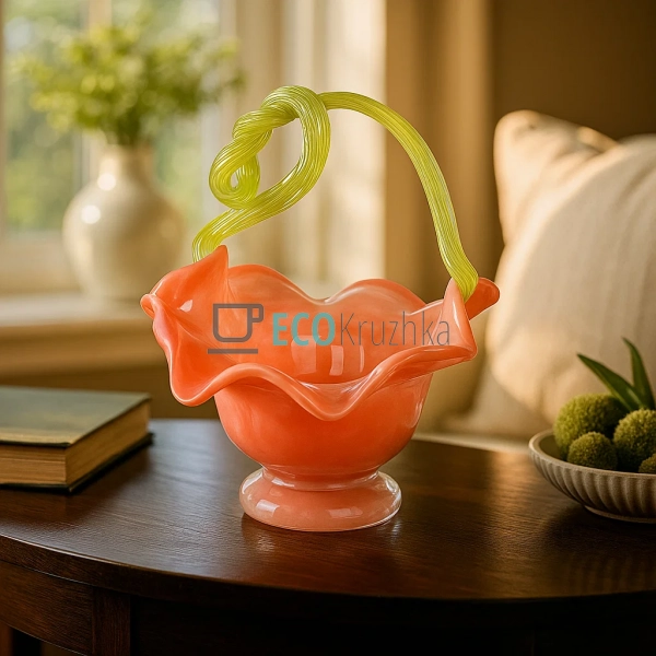 Скляна ваза-кошик Coraline 28×24×29 см —  ручної роботи  ...