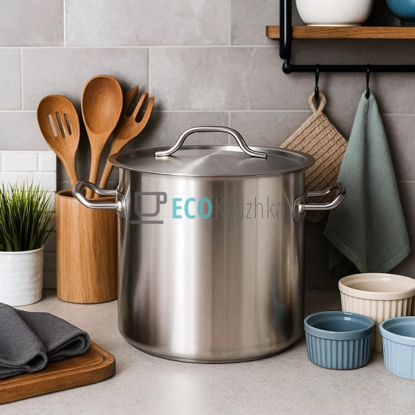 Велика каструля 20 л із нержавіючої сталі з кришкою Eden ...