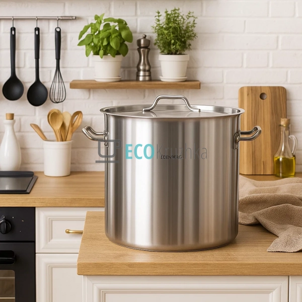 Велика каструля 30л із нержавіючої сталі з кришкою Edenb ...