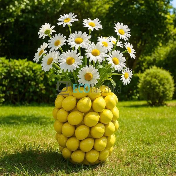 Декоративна порцелянова ваза Lemon жовта 29 см для квіті ...