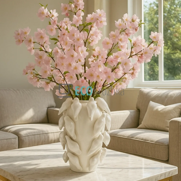 Декоративна порцелянова ваза Birds біла 24 см для квітів ...