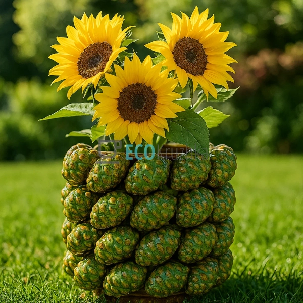 Декоративна порцелянова ваза Cones зелена 16 см для квіт ...