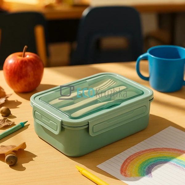 Ланч-бокс з приборами, трьохсекційний, 21.5х15х7 см, Бір ... Ланч-бокс з приборами, трьохсекційний, 21.5х15х7 см, Бір ...