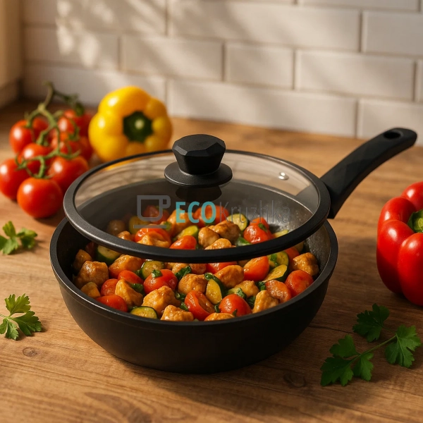 Глибока сковорода з кришкою та алмазним покриттям 28 х 7 ...