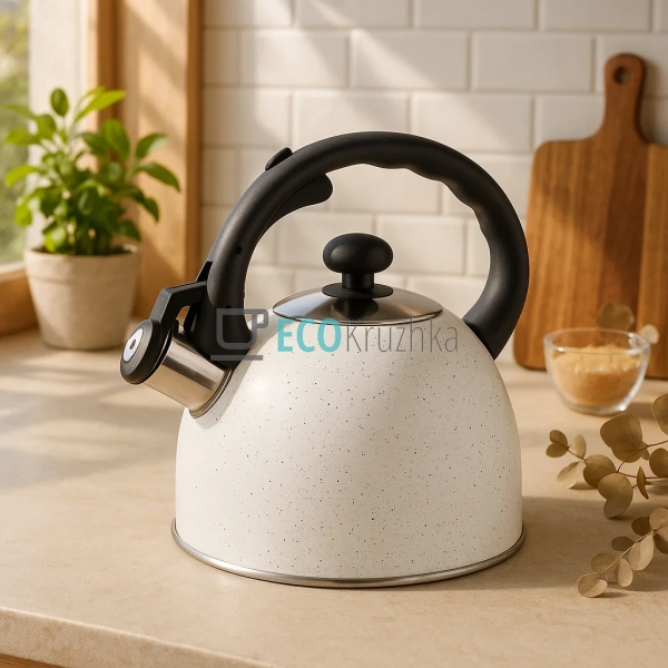 Чайник Edenberg Білий 1.5л із нержавіючої сталі із свист ... Чайник Edenberg Білий 1.5л із нержавіючої сталі із свист ...