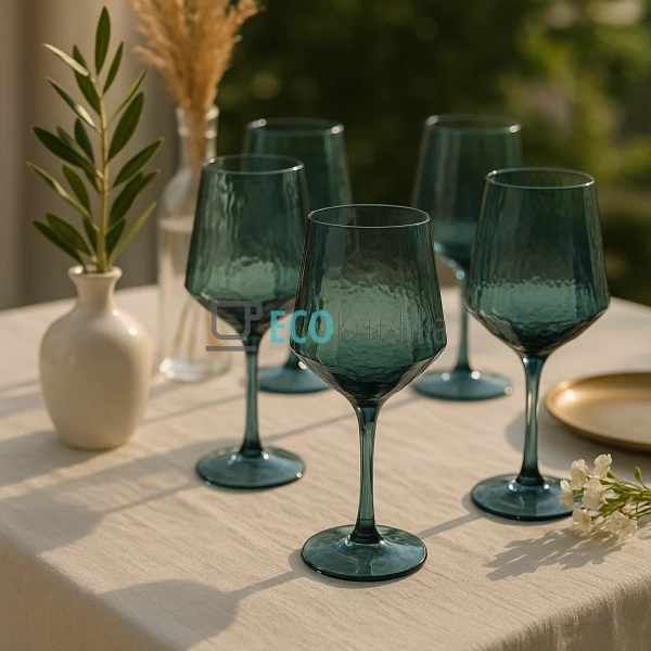 Набір келихів 6 шт  Дзеркальна бірюза 600 мл 