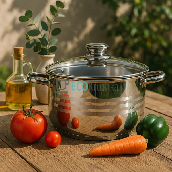 Каструля нержавіюча 10.2 л професійна з кришкою Edenberg EB-3019