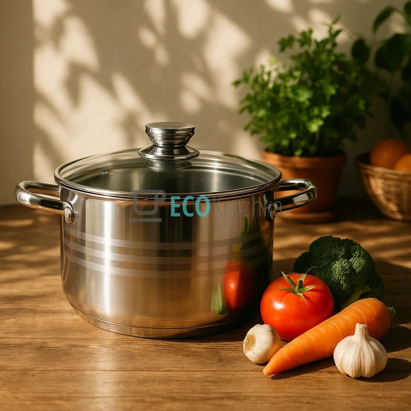 Каструля нержавіюча 12.4 л професійна з кришкою Edenberg EB-3020