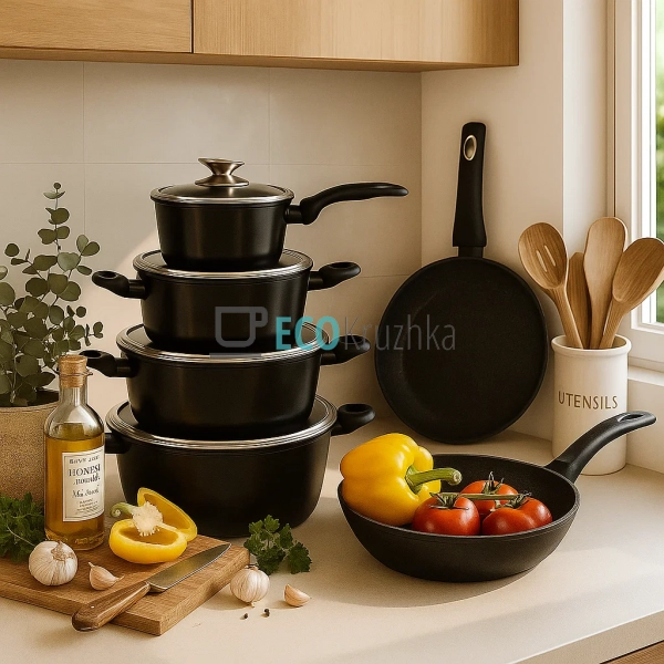 Набір каструль Edenberg 15 предметів з мармуровим антипр ... Набір каструль Edenberg 15 предметів з мармуровим антипр ...