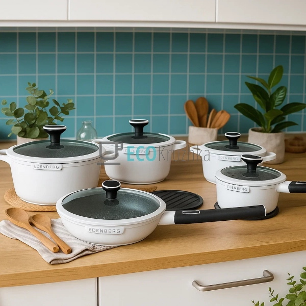 Набір посуду Edenberg з мармуровим покриттям антипригарн ... Набір посуду Edenberg з мармуровим покриттям антипригарн ...