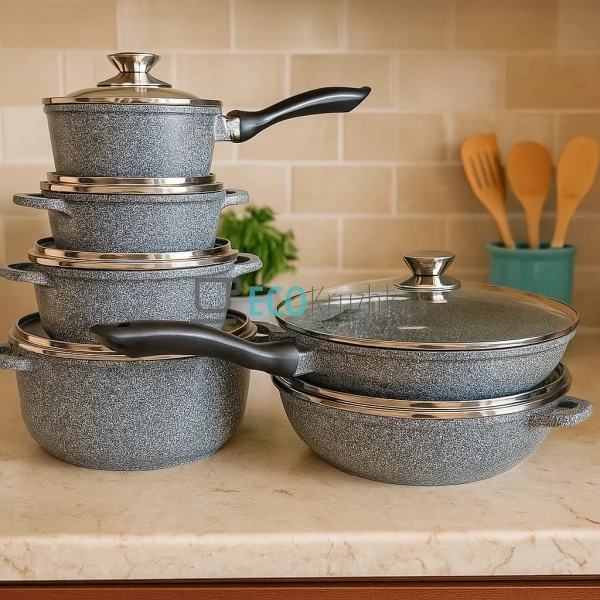 Набір каструль Edenberg 16 предметів з мармуровим антипр ... Набір каструль Edenberg 16 предметів з мармуровим антипр ...