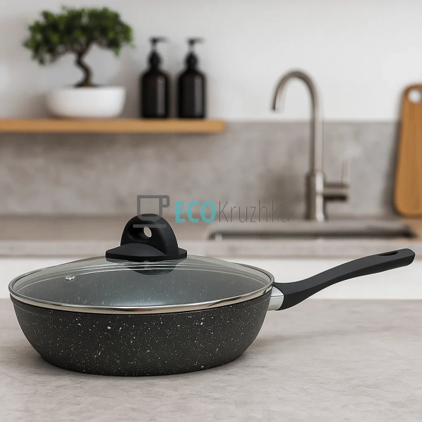 Сковорідка 26 см з кришкою та Мраморним покриттям EB-3429