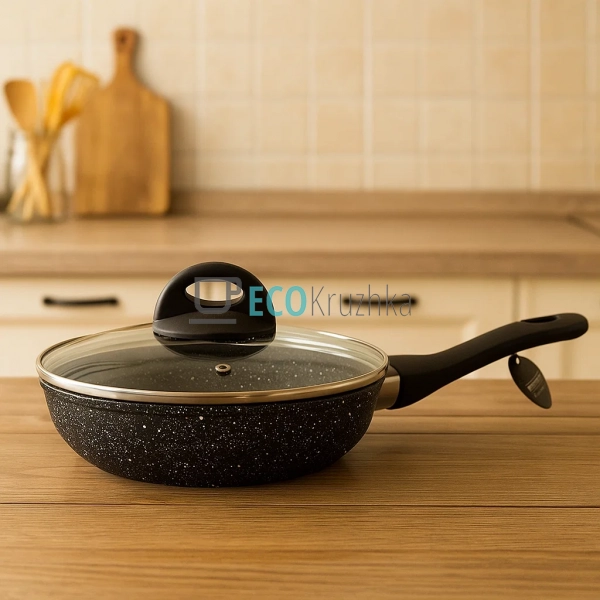 Сковорідка 22 см з кришкою та Мраморним покриттям EB-3427