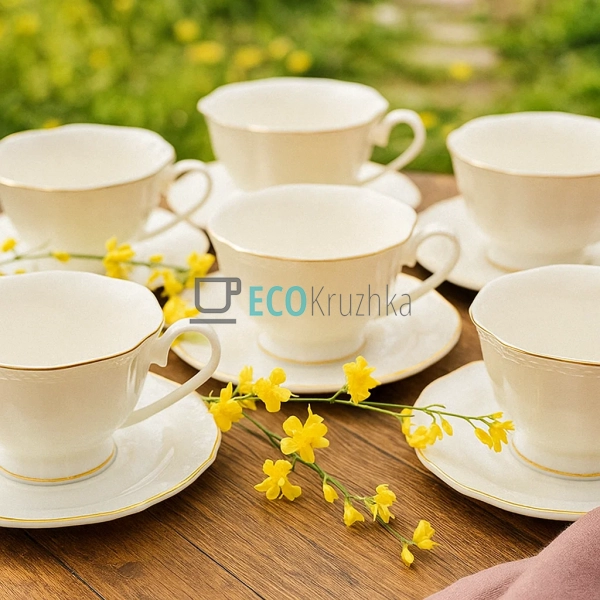 Чайний сервіз порцеляновий на 6 персон Pure White - чашк ... Чайний сервіз порцеляновий на 6 персон Pure White - чашк ...