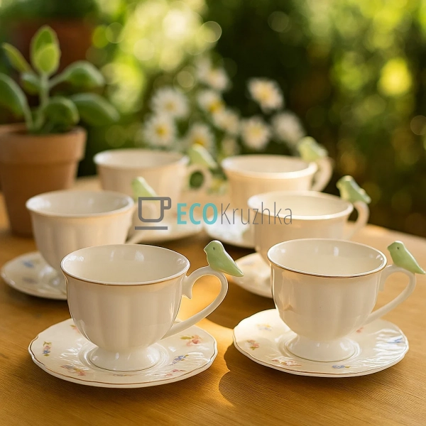 Чайний сервіз порцеляновий на 6 персон Пташка - чашки 20 ... Чайний сервіз порцеляновий на 6 персон Пташка - чашки 20 ...